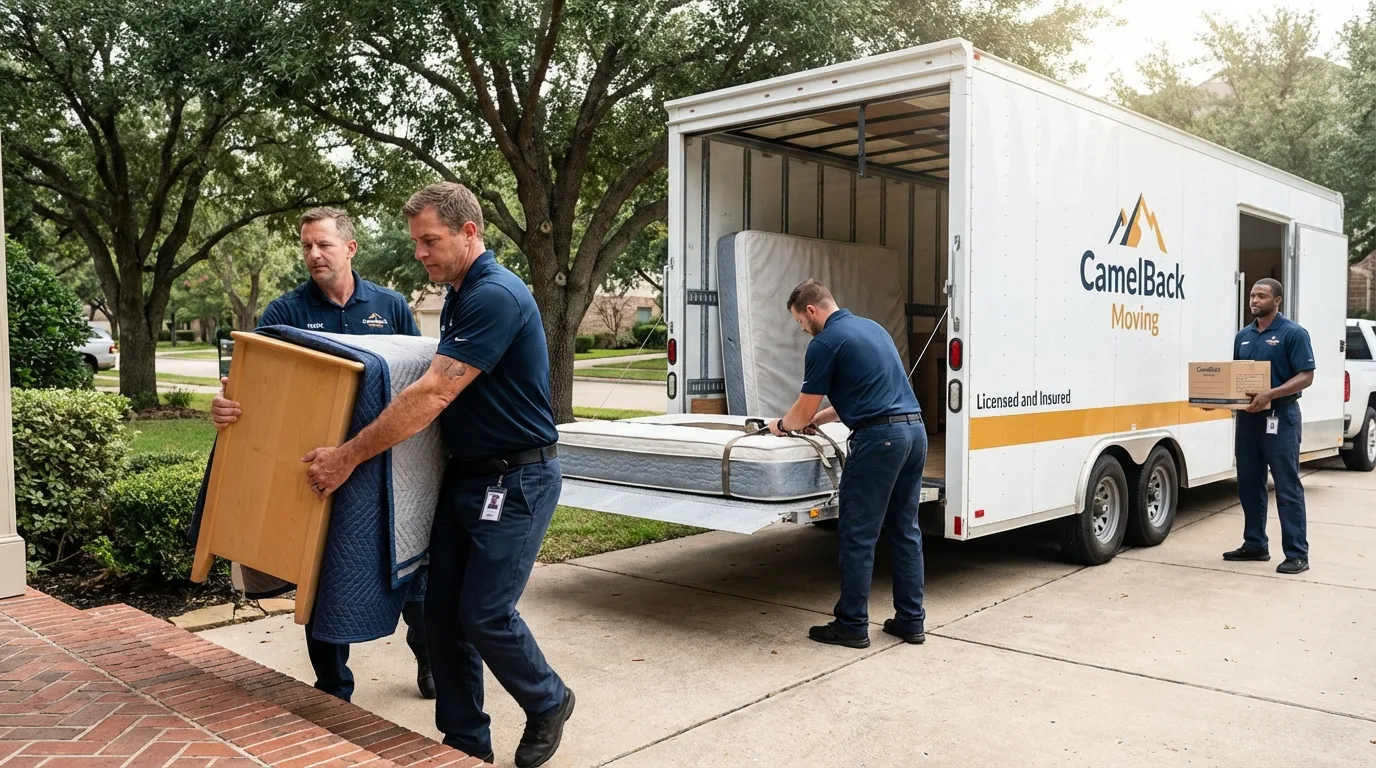 Crew loading residential truck for cross-state move from Pottstown, PA