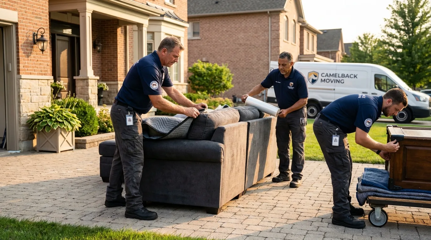 Large estate moving crew wrapping furniture in Pottstown, PA